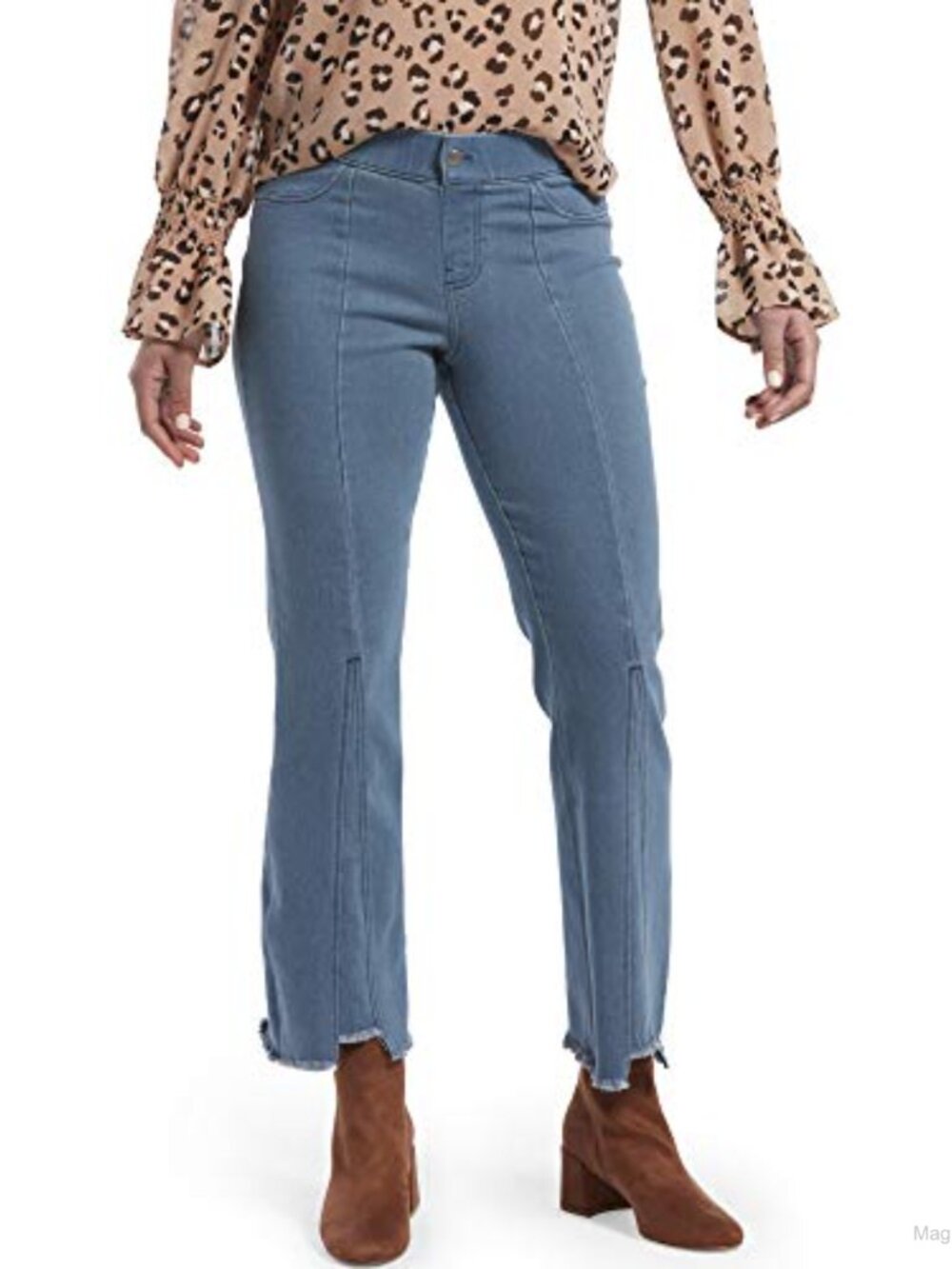 Cropped Flare Denim Leggings High Rise Stretch Pull On Ankle Casual